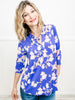 Waltz Of The Flowers Floral Gabby 3/4 Sleeve V-Neck Top