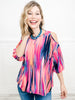 Artistic Dreamer Multi Stripe Cold Shoulder Top