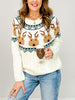 Rudolph Face Pattern Texture Christmas Sweater Top