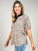 Elastic Sleeve Dolman Top with V-Neckline
