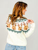 Rudolph Face Pattern Texture Christmas Sweater Top