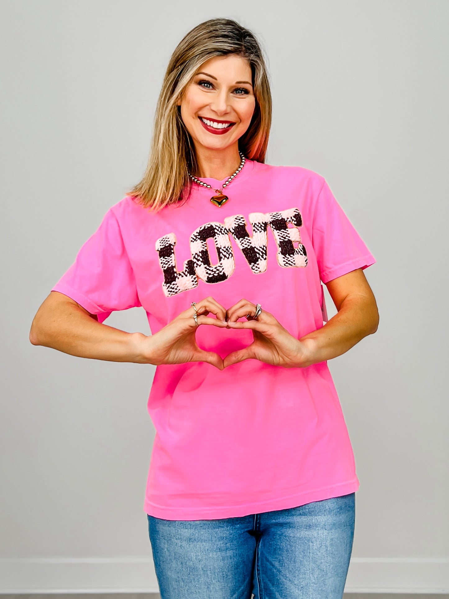 Plaid Love Graphic Top