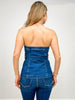 Western Detailed Belted Bustier Denim Top