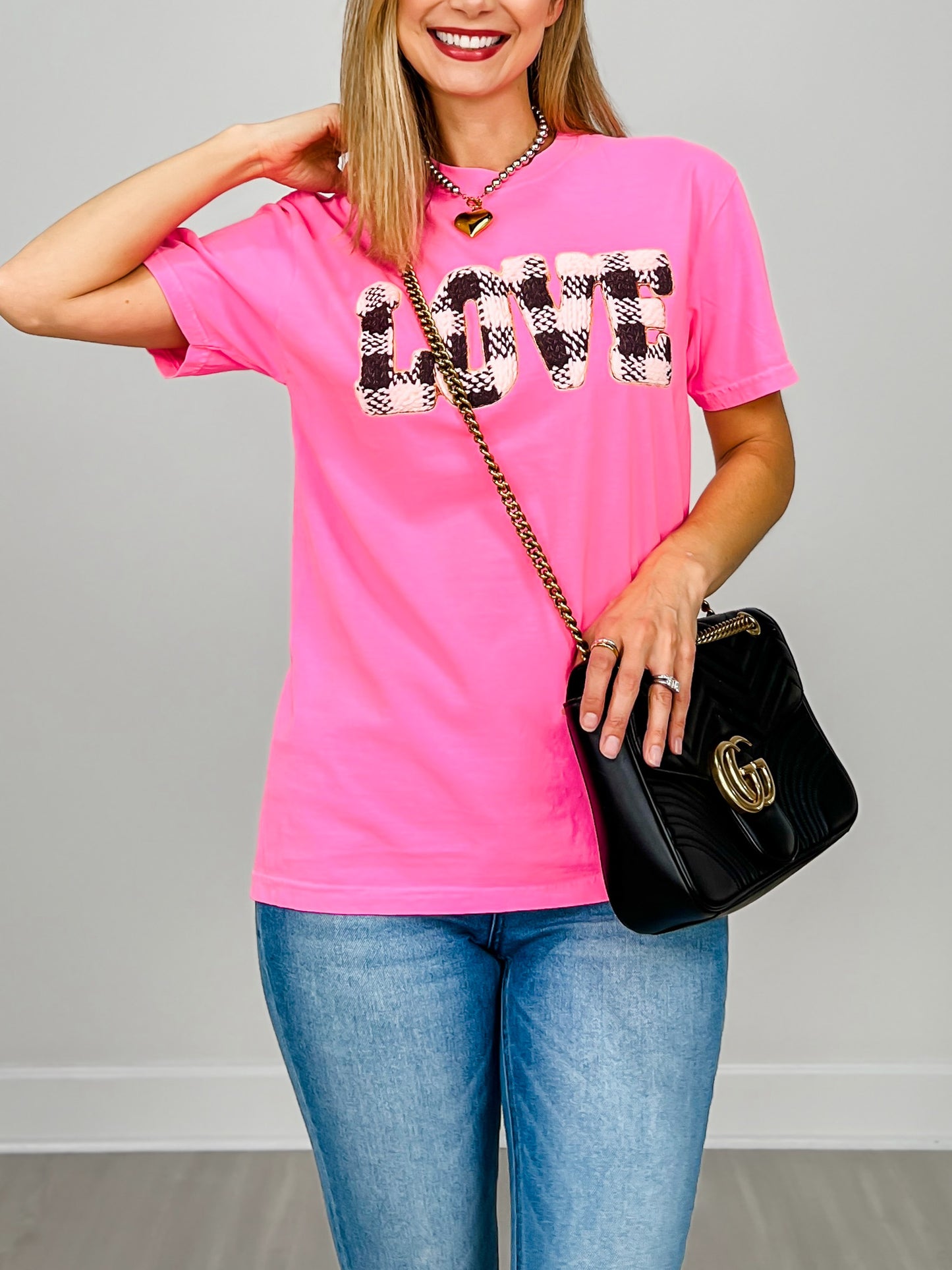 Plaid Love Graphic Top