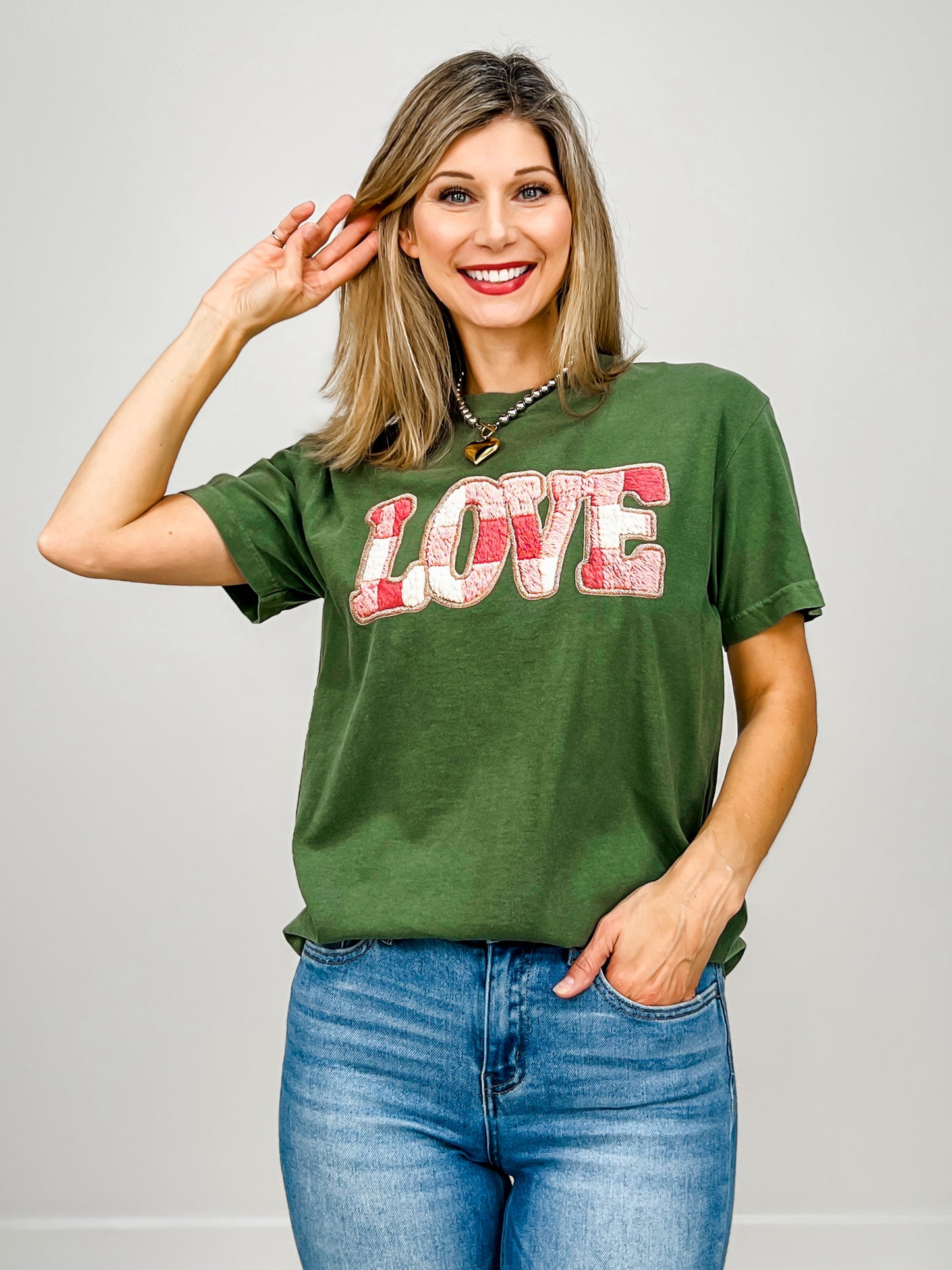 Embroidered LOVE Graphic Tee