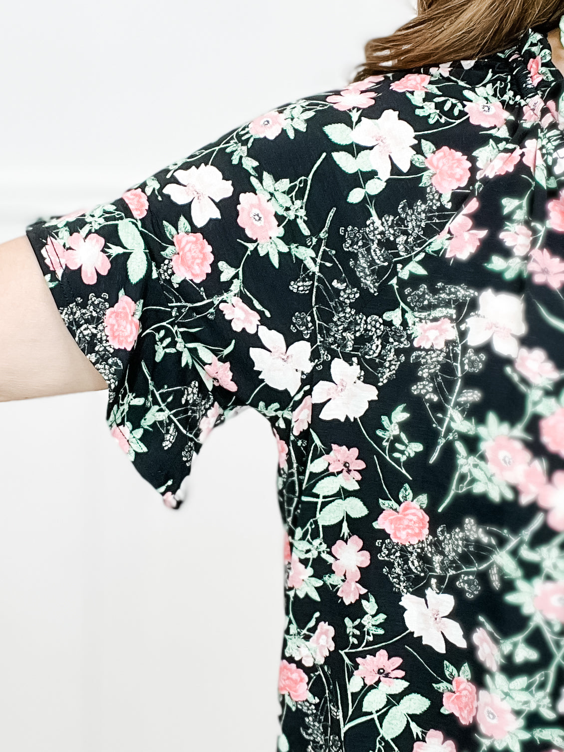 Dueling Floral Top with Drawstring Detail