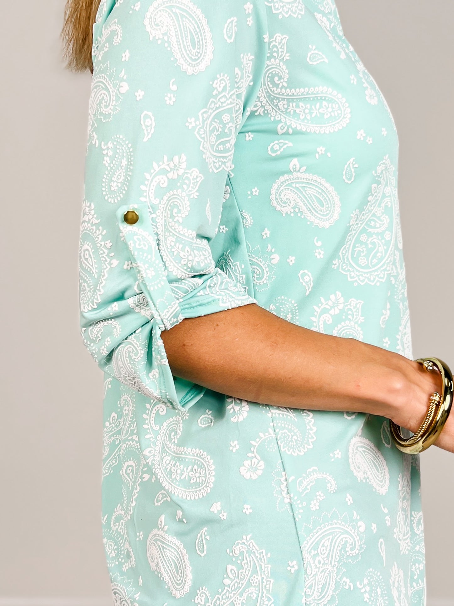 3/4 Sleeve Top with Split Neckline