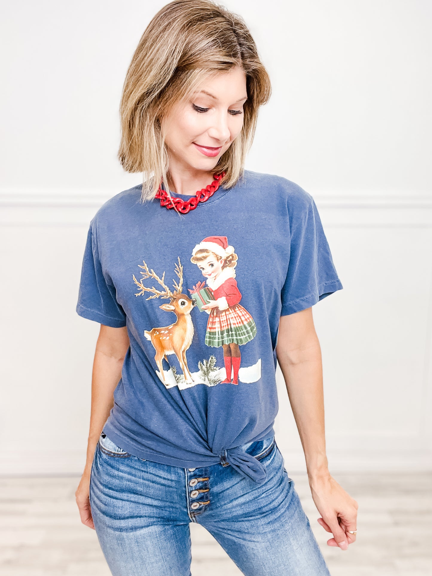 A Vintage Christmas Graphic Top