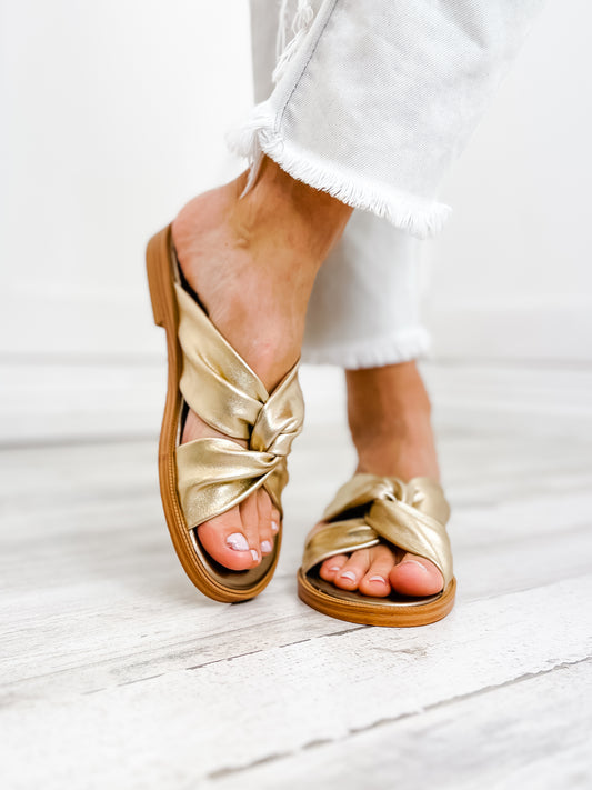 Blowfish Adios Slip-On Sandals in Gold