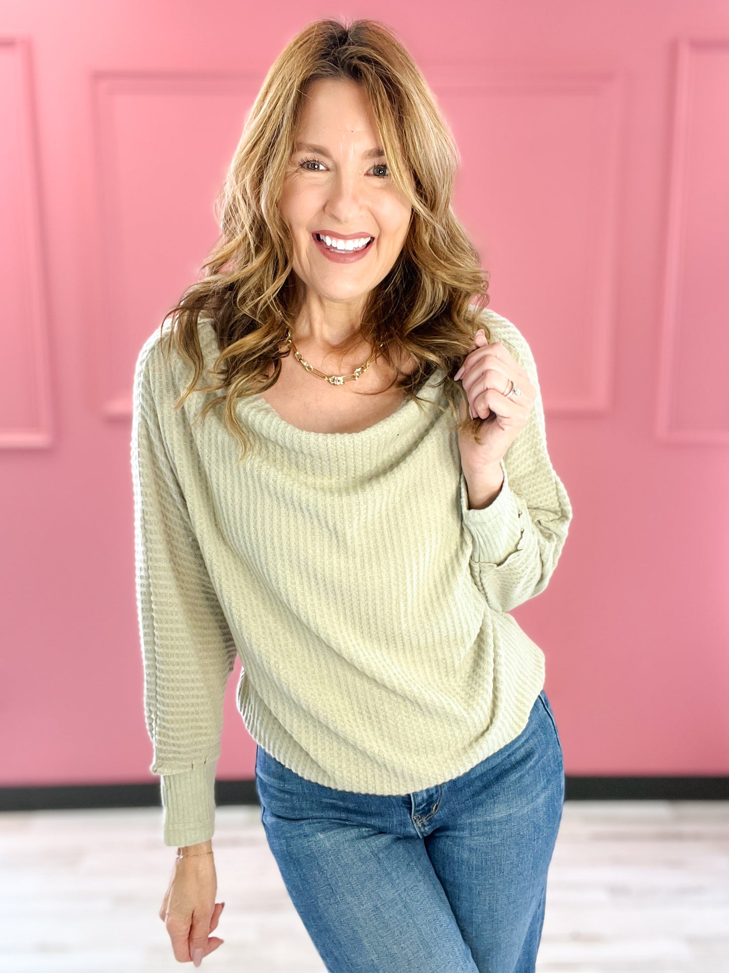 Funky Fresh Dolman Sleeve Cozy Cowl Neck Top