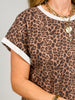 Short Sleeve Round Neck Leopard Print Top
