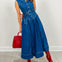 Collared Sleeveless Denim Maxi Dress with Belted Waist