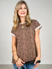 Short Sleeve Round Neck Leopard Print Top