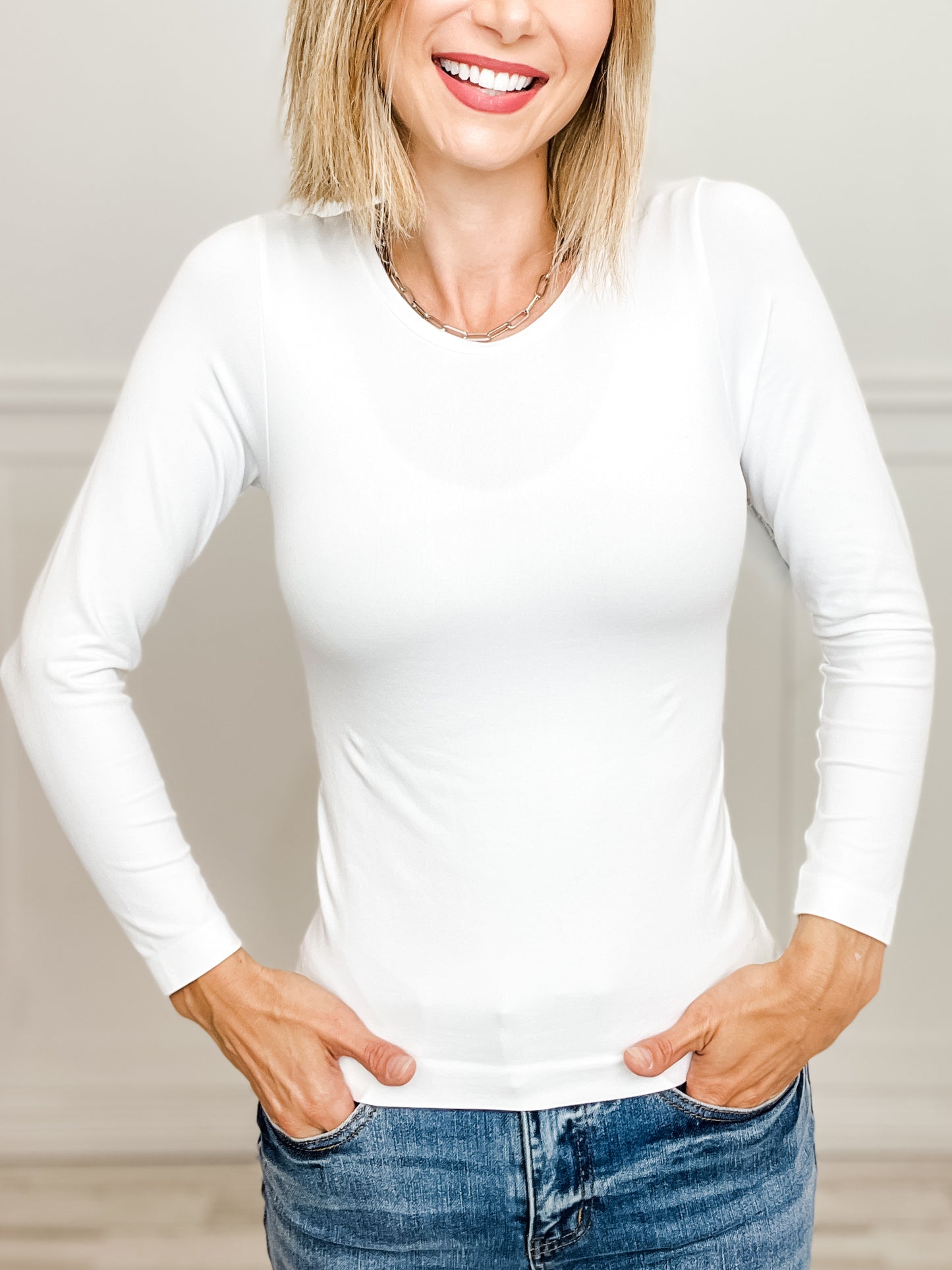 Seamless Reversible V-Neck Long Sleeve Top