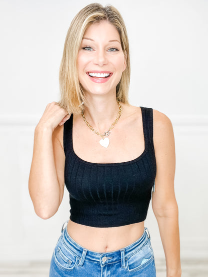 Ribbed Square Neck Sleeveless Top - Group B