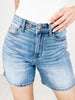Judy Blue BRYLEE Two Button Mid Length Dad Jean Shorts