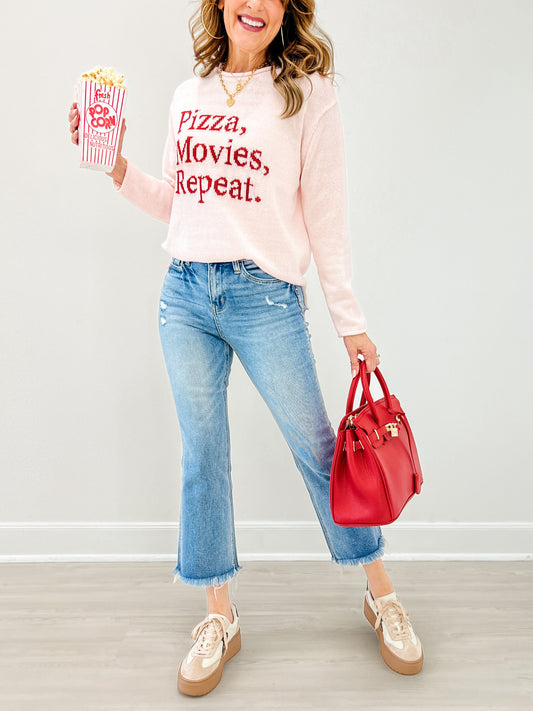 Pizza, Movies, Repeat Lightweight Sweater