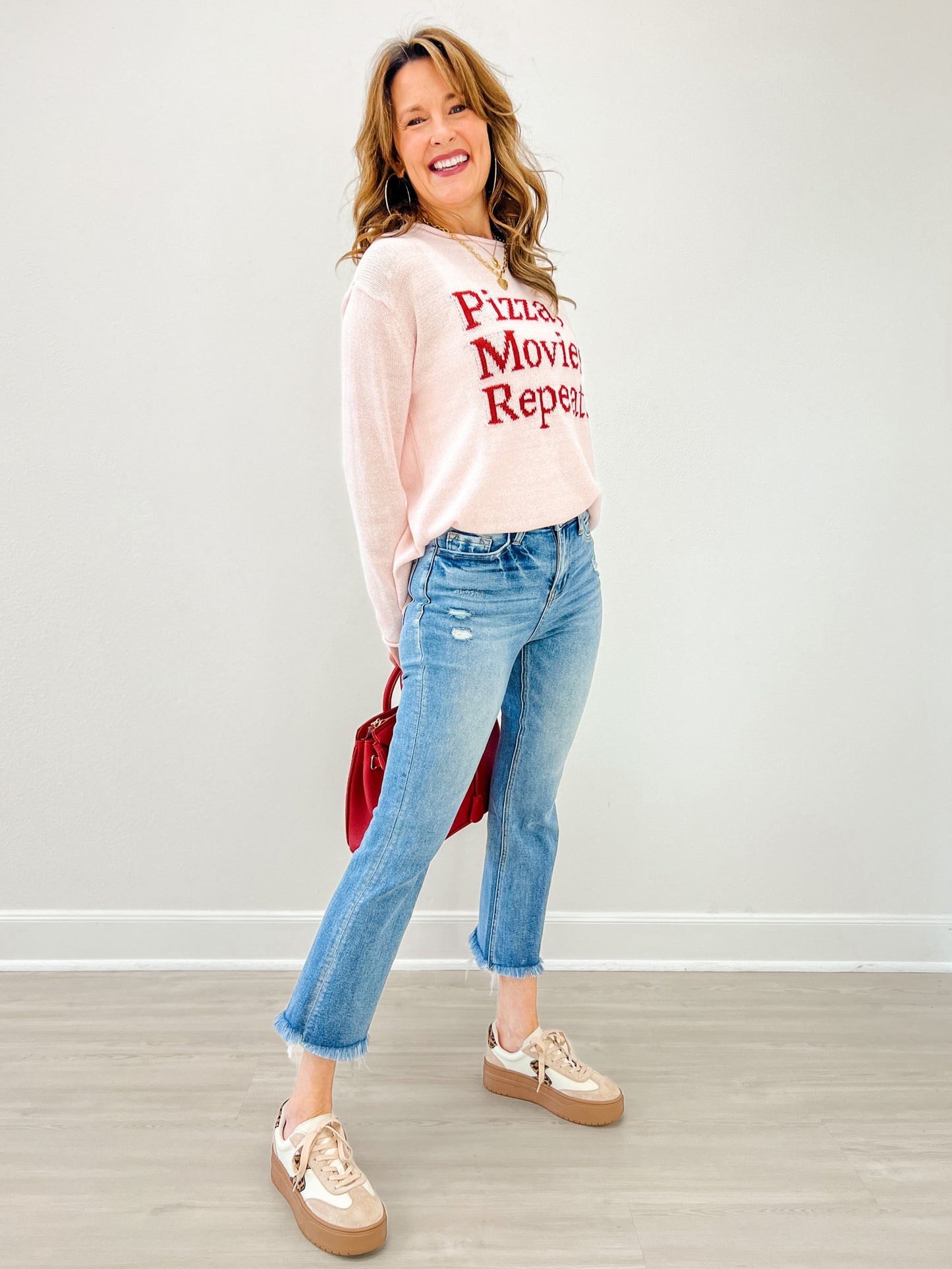 Pizza, Movies, Repeat Lightweight Sweater