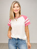 Short Raglan Sleeve Color Block Top
