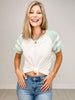 Short Raglan Sleeve Color Block Top