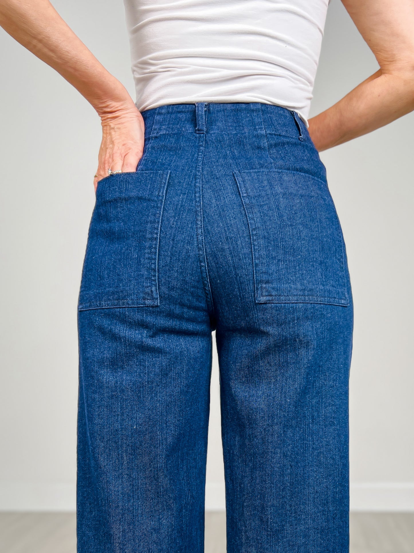 High Waist Front Seam Wide Leg Jeans