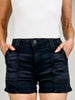 Washed Black Utility Pocket Denim Shorts