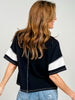 French Terry Striped Exposed Seam Top