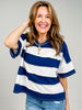 French Terry Striped Exposed Seam Top