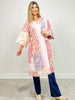 Multi Print Exposed Seam Wide 3/4 Sleeve Kimono
