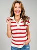 Sleeveless Textured Stripe Collared Sweater