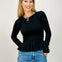 Long Sleeve Solid Knit Top with Smocked Body