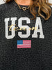 Team USA Gold Foil Leopard Graphic Top