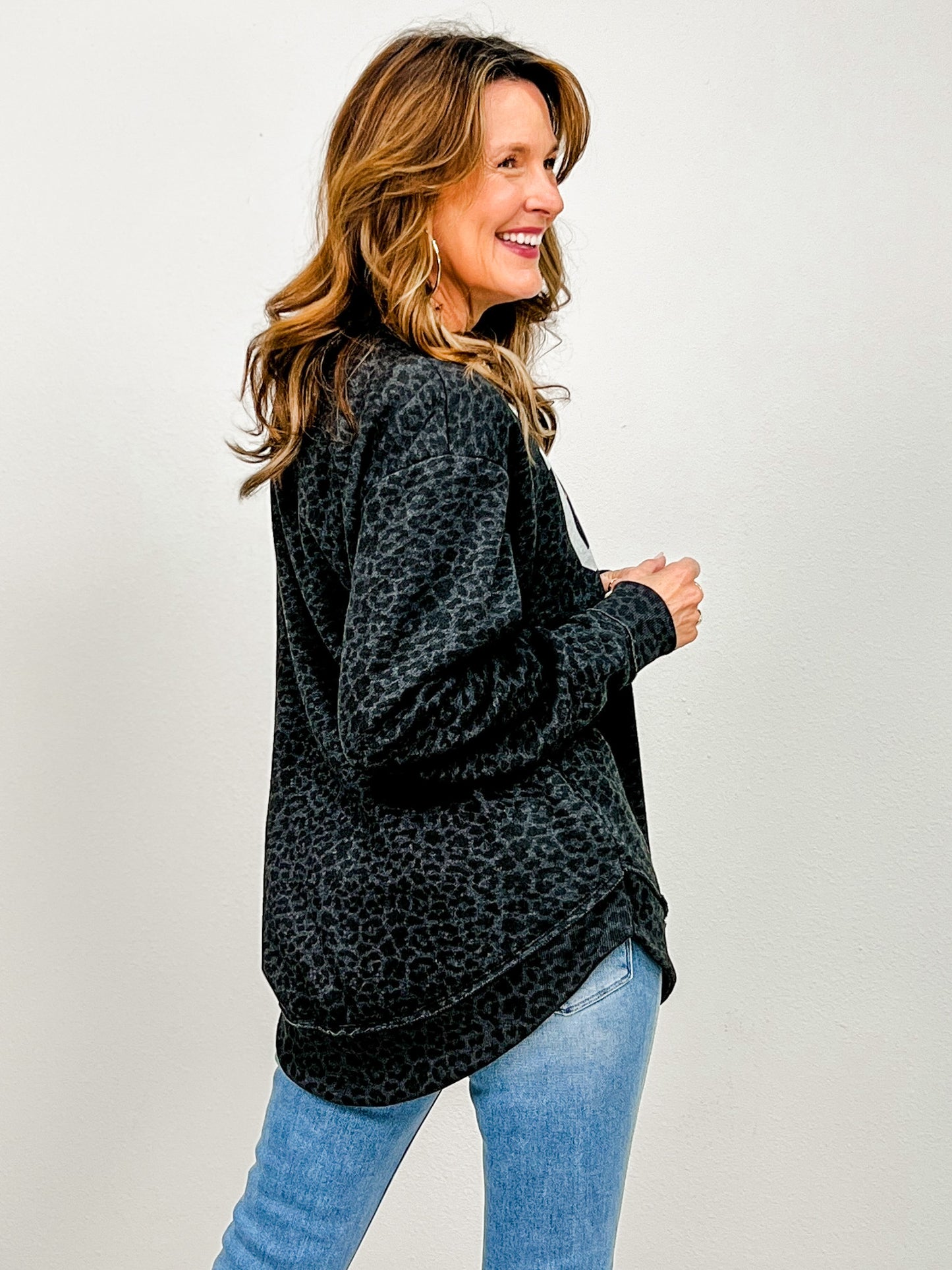 Team USA Gold Foil Leopard Graphic Top