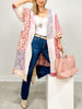 Multi Print Exposed Seam Wide 3/4 Sleeve Kimono