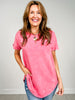 French Terry Washed Curved Hem Top