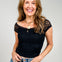 Lace Front Bow Detail Short Sleeve Knit Top
