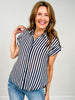 Short Sleeve Striped Lightweight Woven Top