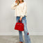Washed X Stitch Detail Fabric Mix Long Sleeve Top