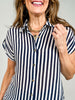Short Sleeve Striped Lightweight Woven Top