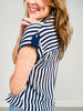 Short Sleeve Striped Lightweight Woven Top
