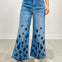 Washed Flower Cutouts Denim Pants