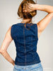 Round Neck Button Down Sleeveless Denim Vest