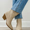 Mid Calf Western Block Heel Boots in Light Grey