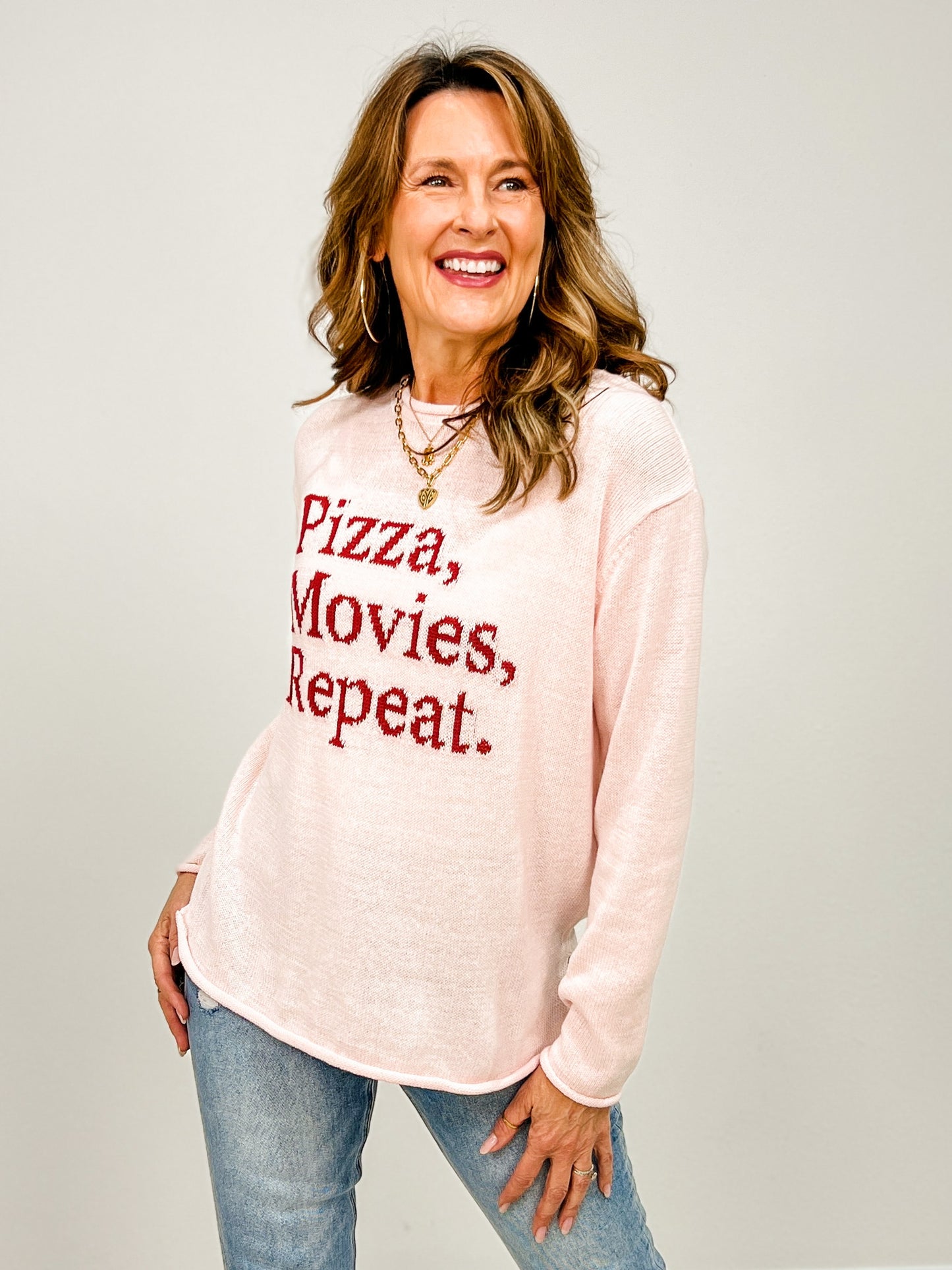 Pizza, Movies, Repeat Lightweight Sweater