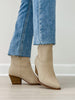 Mid Calf Western Block Heel Boots in Light Grey