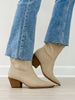 Mid Calf Western Block Heel Boots in Light Grey