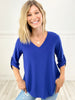 Hey Driver Three Quarter Sleeve Solid Knit Top