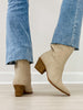 Mid Calf Western Block Heel Boots in Light Grey