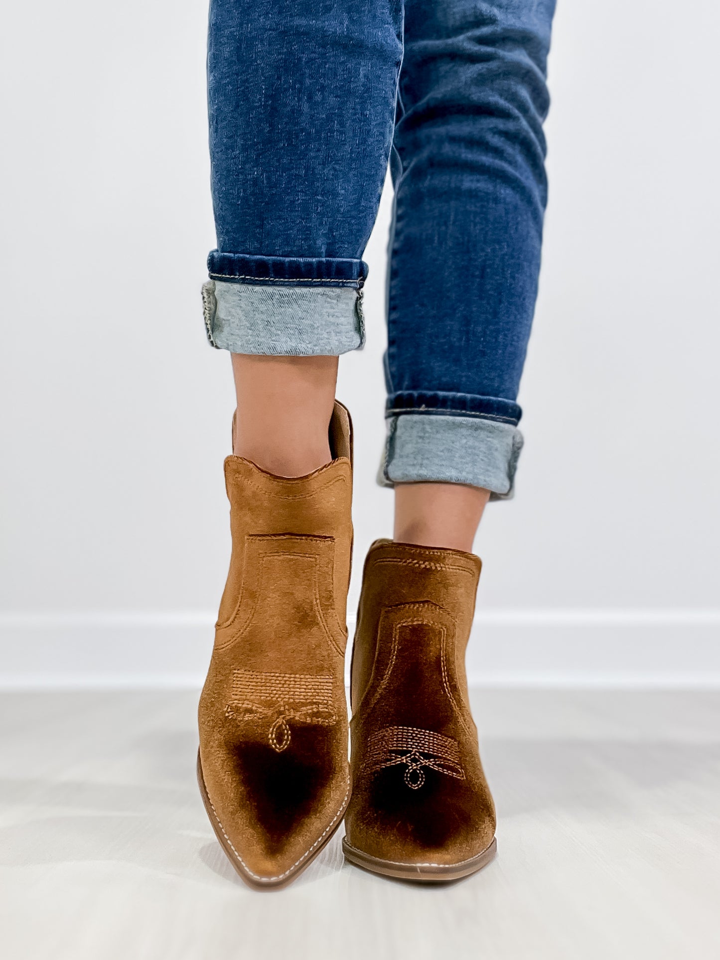 Corkys Smoke Show Western Booties in Brown Velvet