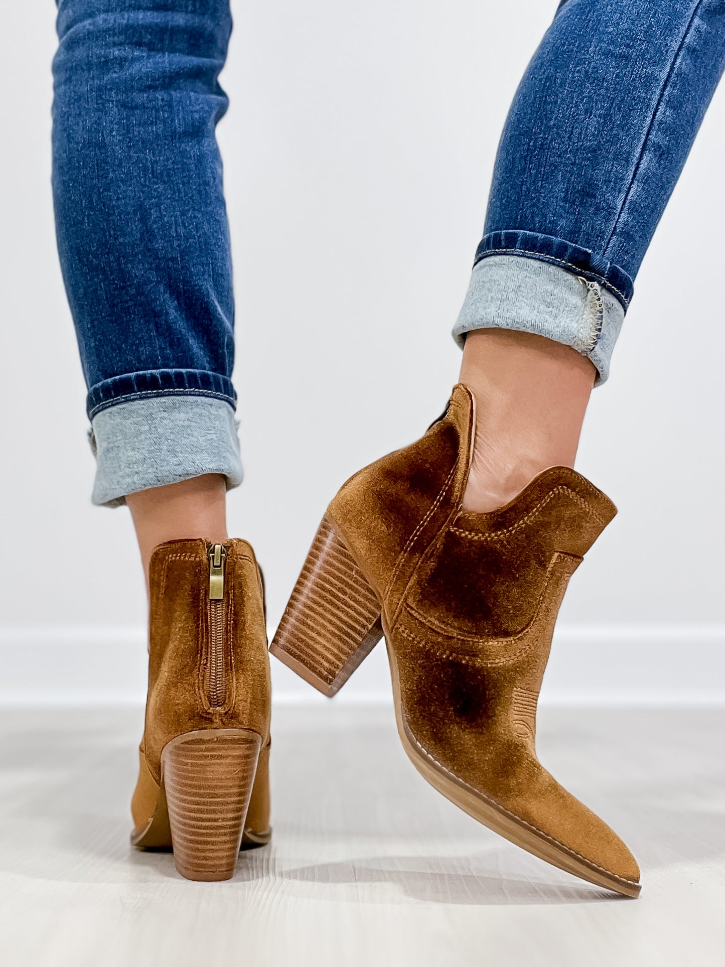 Corkys Smoke Show Western Booties in Brown Velvet